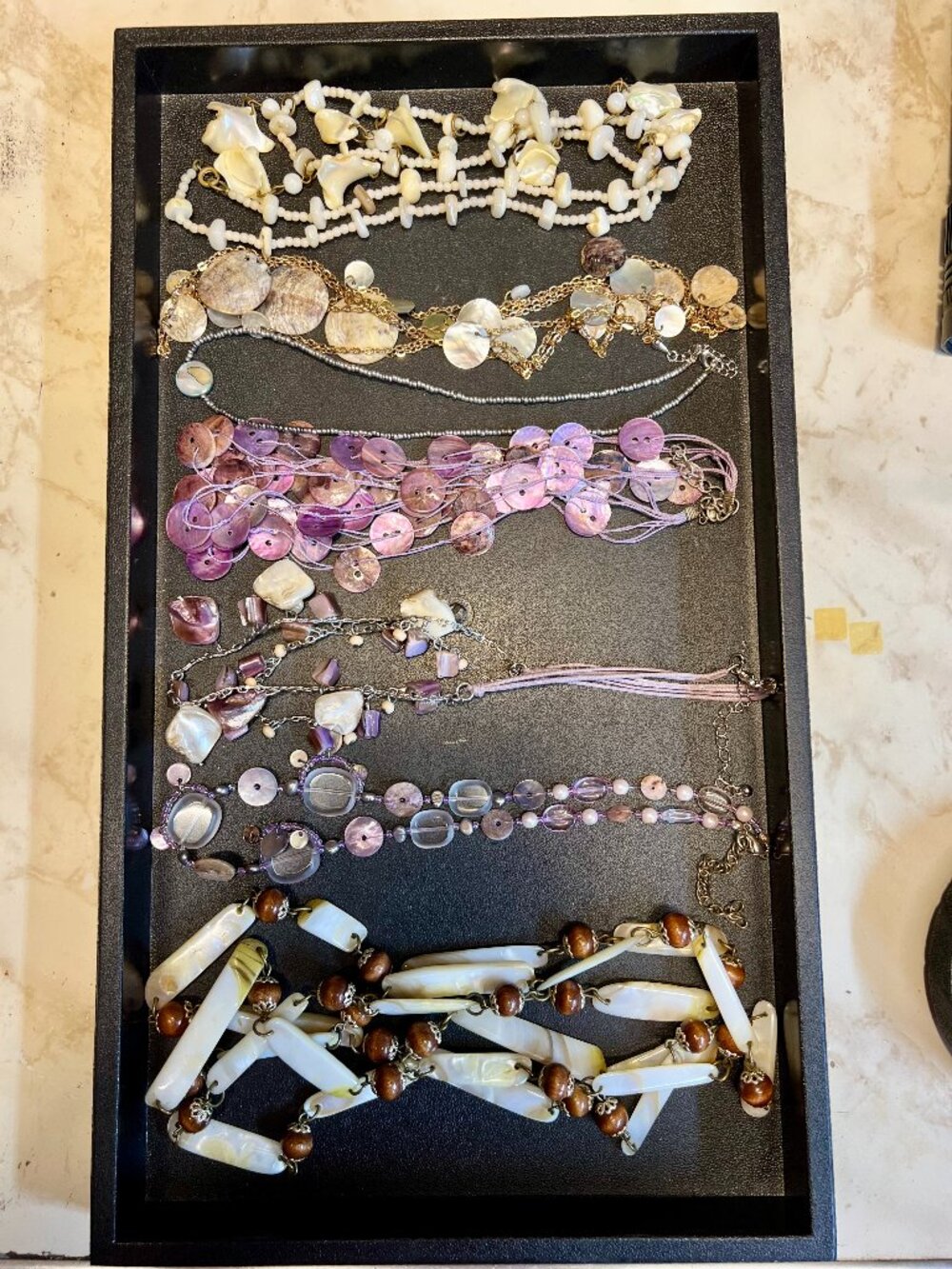 Lot of 7 Shell or Mother of Pearl Necklaces